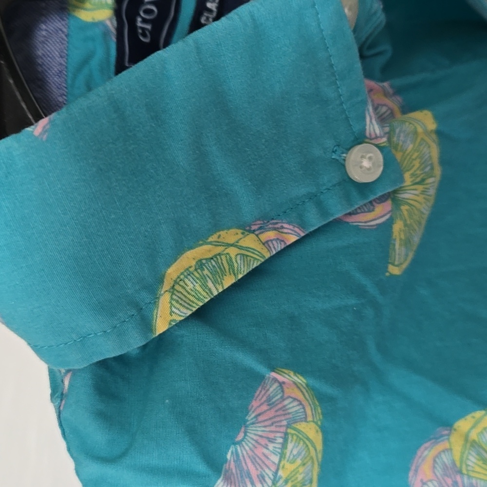 Crown & Ivy Blue Shirt with Lime Print - Picture 3 of 10